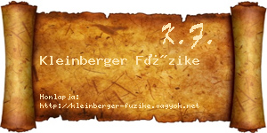 Kleinberger Füzike névjegykártya
